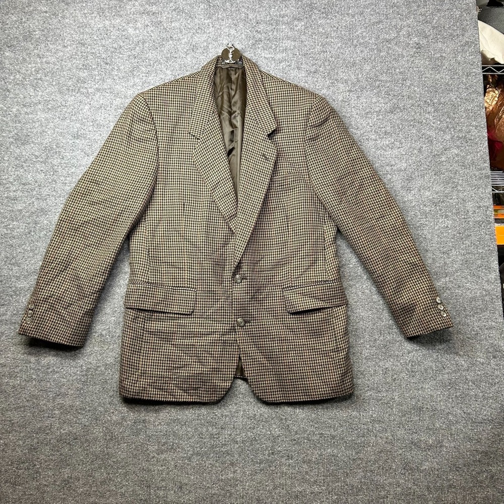Vintage Men's Blazer Multi Houndstooth Print Classic Two-Button Sport Coat